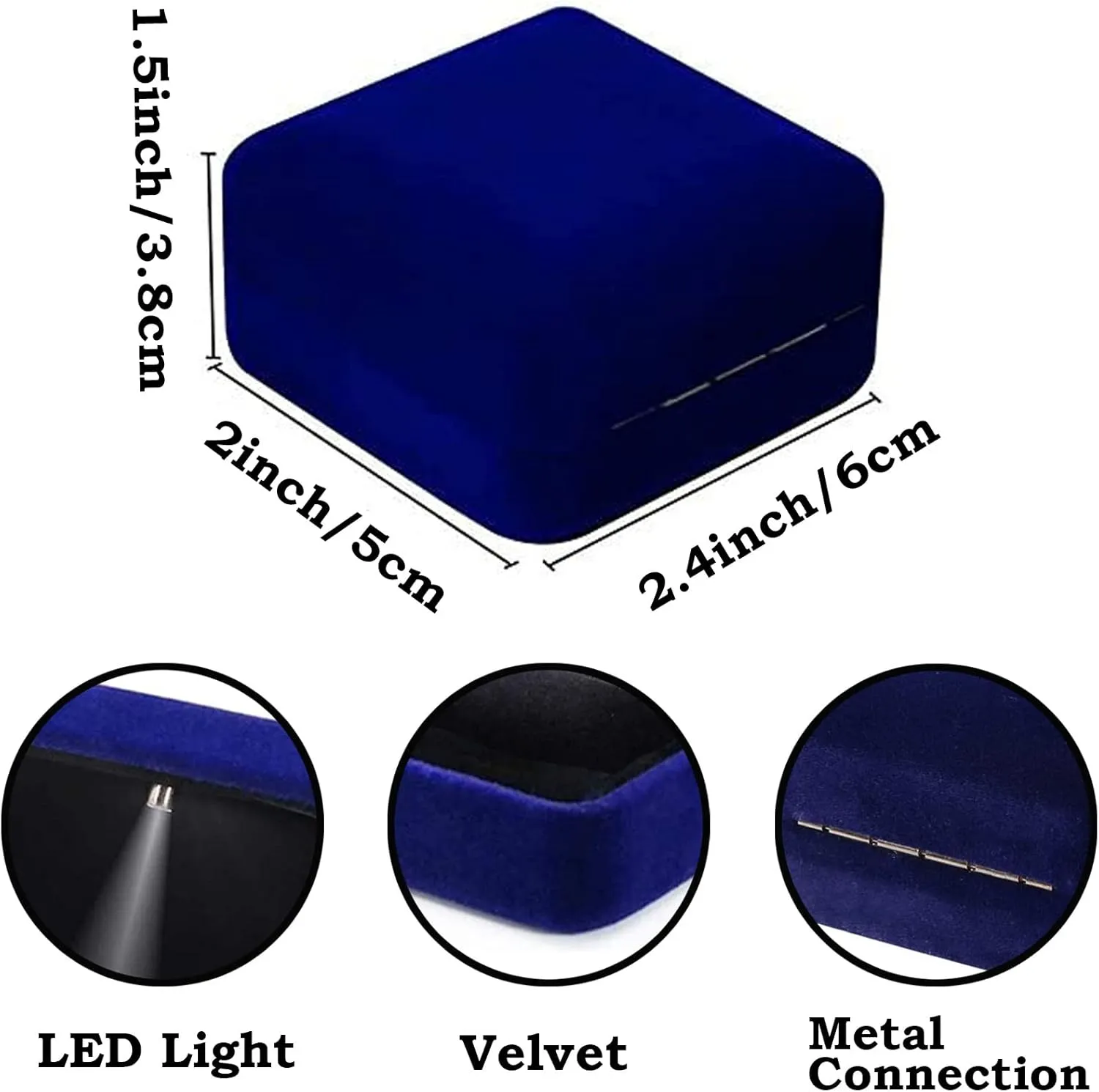 1-2CT Moissanite Rings, Round Cut Square Halo Engagement Rings w/Light Box, VVSI Excellent D color, Platinum Plated Wedding Bands, Size from 4.5 to 9