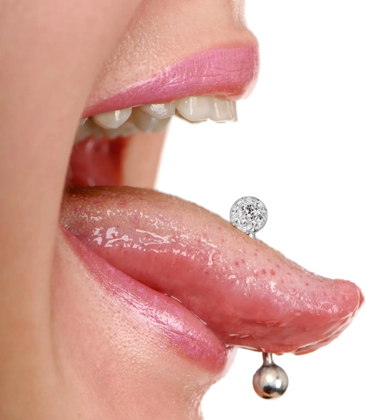14g Aurora Borealis Sparkling Tongue Ring Glittery Sparkly Crystal For Women Gem Piercing Rings Ball