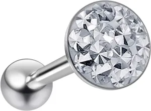 14g Tongue Ring Flat Head Glittery Ball Sparkling Crystal Piercing Jewelry For Women Sparkly CZ Top