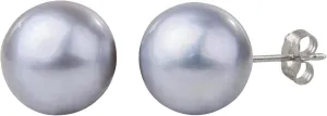 14K Gold Handpicked AAA Quality Round Gray Freshwater Cultured Pearl Stud Earrings Set for Women