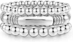 14K Gold Plated Bangles Bracelet for Women Chunky Curved Stacking Plated Bead Ball Stretchable Bracelets