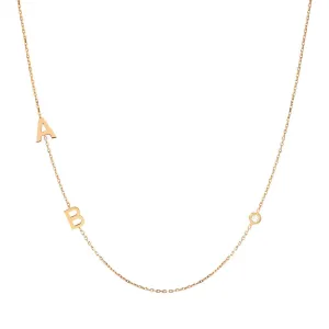 14K Solid Gold Sideways Initial Necklace with Solitaire Diamond - Personalized Gift, Elegant Statement Jewelry, Christmas & Mother's Day Gift