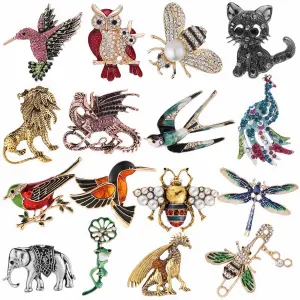 16pcs Women and men Brooches Set insert with Rhinestone Crystal,Stylish and exquisite Brooch Pins,Metal Badge Jewelry Accessory for Shirts, sweaters, bagsAnimal brooches, dragon pins, bird brooches, insect pins