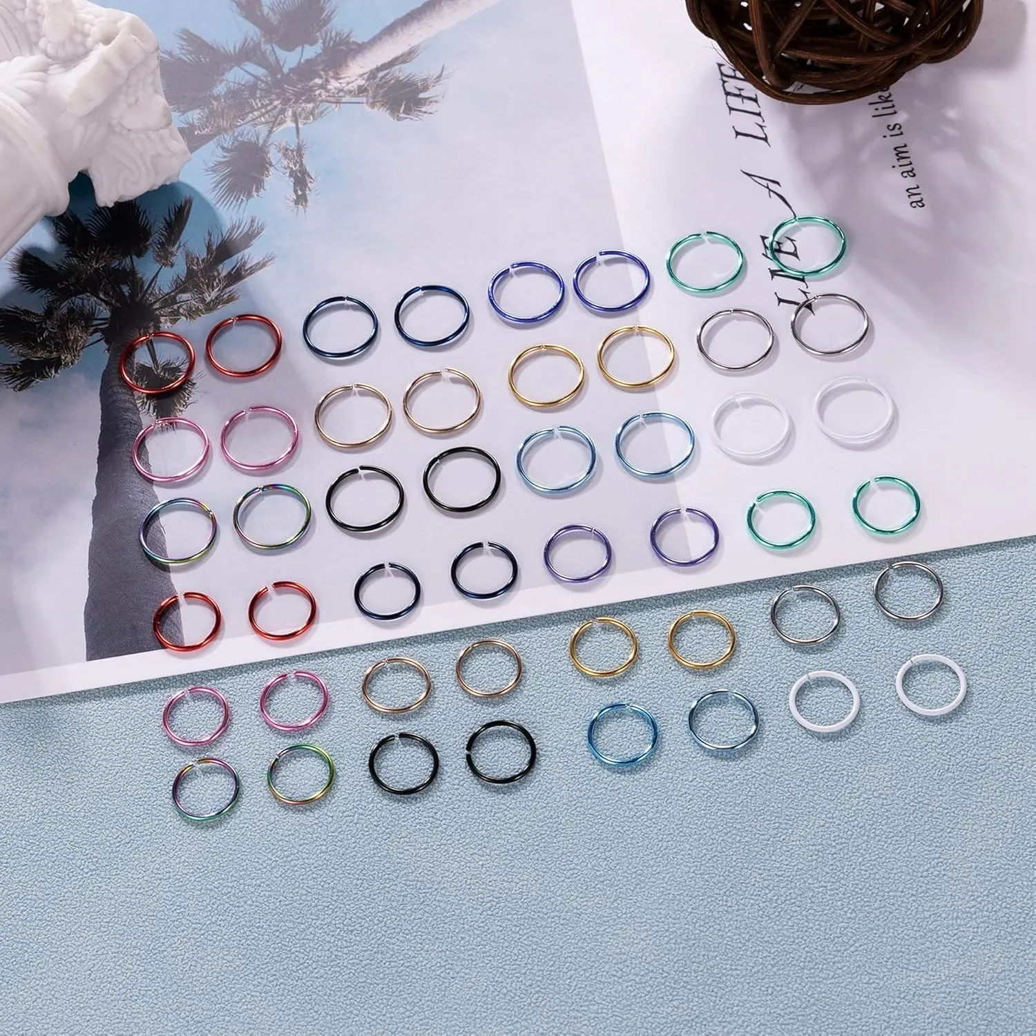 18G 20G 22G Stainless Steel Nose Rings Hoops for Women Men Cartilage Helix Earring Hoops Lip Rings Nose Piercing Jewelry