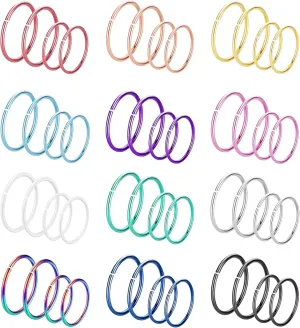 18G 20G 22G Stainless Steel Nose Rings Hoops for Women Men Cartilage Helix Earring Hoops Lip Rings Nose Piercing Jewelry