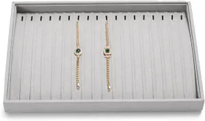18Slots Necklace Braclet Tray Velvet Jewelry Trays Microfiber Jewelry Drawer Organizer for Necklace, Bracelets,Watch Storage Display (Grey)