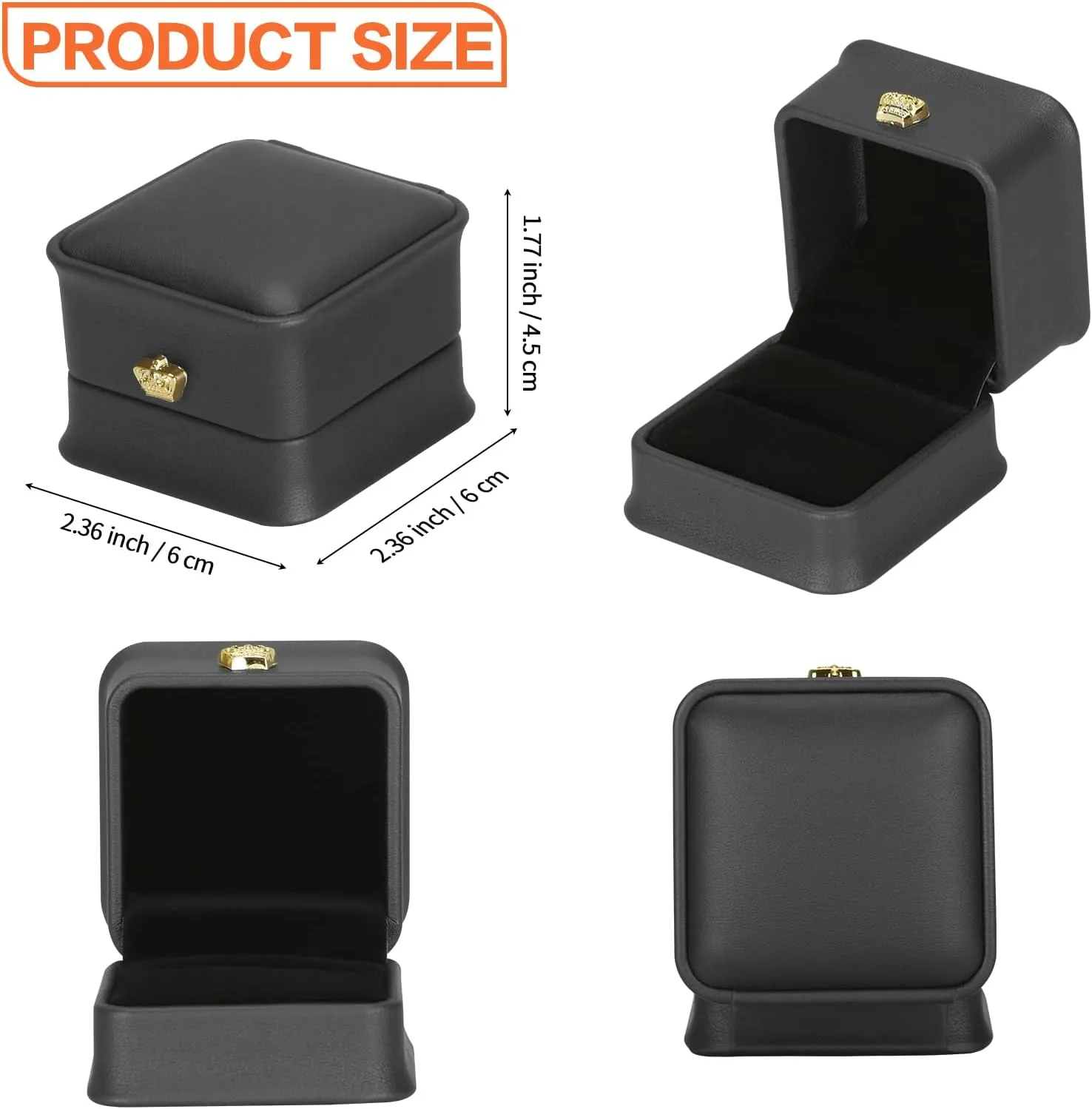 2 Pieces Jewelry Wedding Ring Gift box, Small PU Leather rings Earring Stud Holder Case for Proposal Wedding Engagement Ceremony, Romantic Jewelry Organizer Storage Boxes for Women Girl (Black)