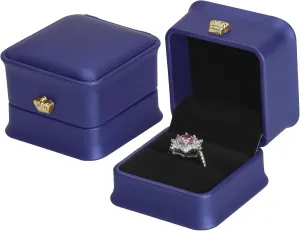 2 Pieces Jewelry Wedding Ring Gift box, Small PU Leather rings Earring Stud Holder Case for Proposal Wedding Engagement Ceremony, Romantic Jewelry Organizer Storage Boxes for Women Girl (Blue)