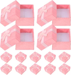 24pcs Pink Jewelry Gift Boxes for Earrings, Bracelets, Necklaces - Elegant Cardboard Storage Organizer for Weddings, Birthdays, Baby Showers, and Special Occasions