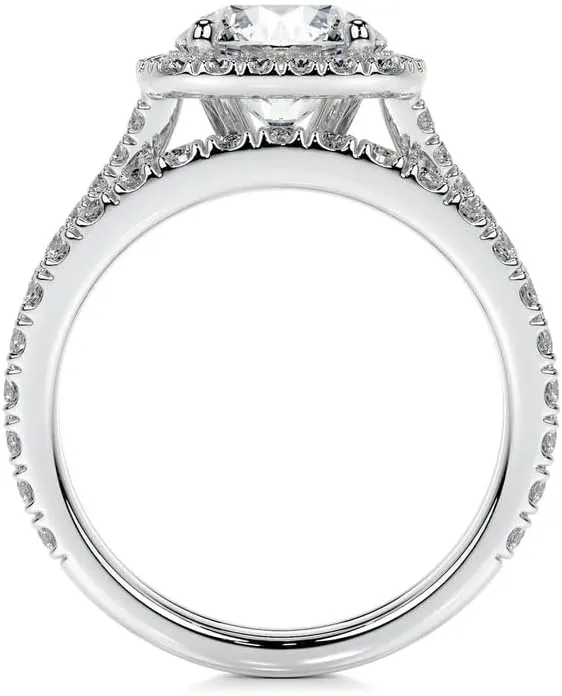3 Carat (ctw) Halo Bridal Set Moissanite Engagement Rings for women Platinum Plated Silver Ring Moissanite Rings