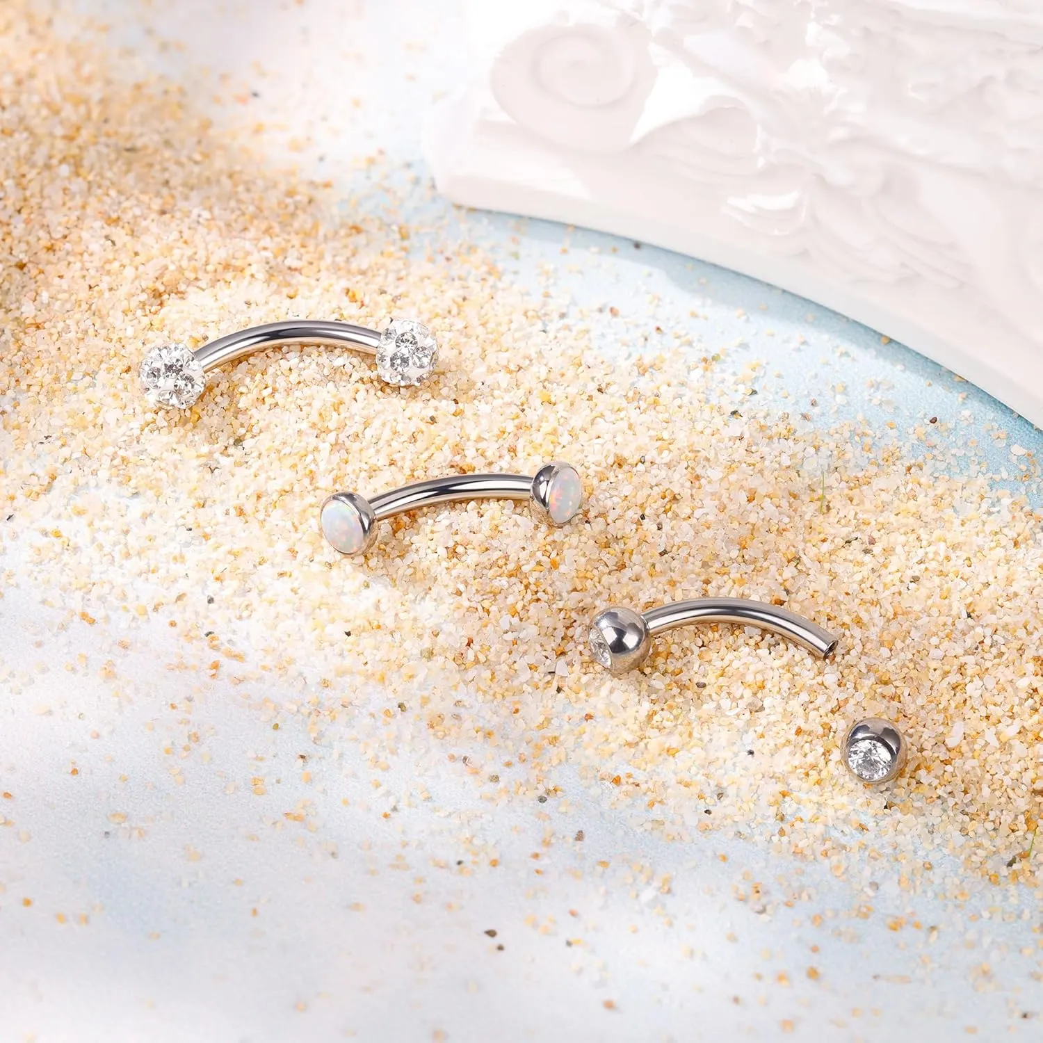 3Pcs 14G G23 Titanium Belly Rings for Women Petite Hypoallergenic Belly Button Rings Tiny Cubic Zirconia Navel Rings Small Opal Belly Piercing Barbells 6/8/10/12/14/16mm