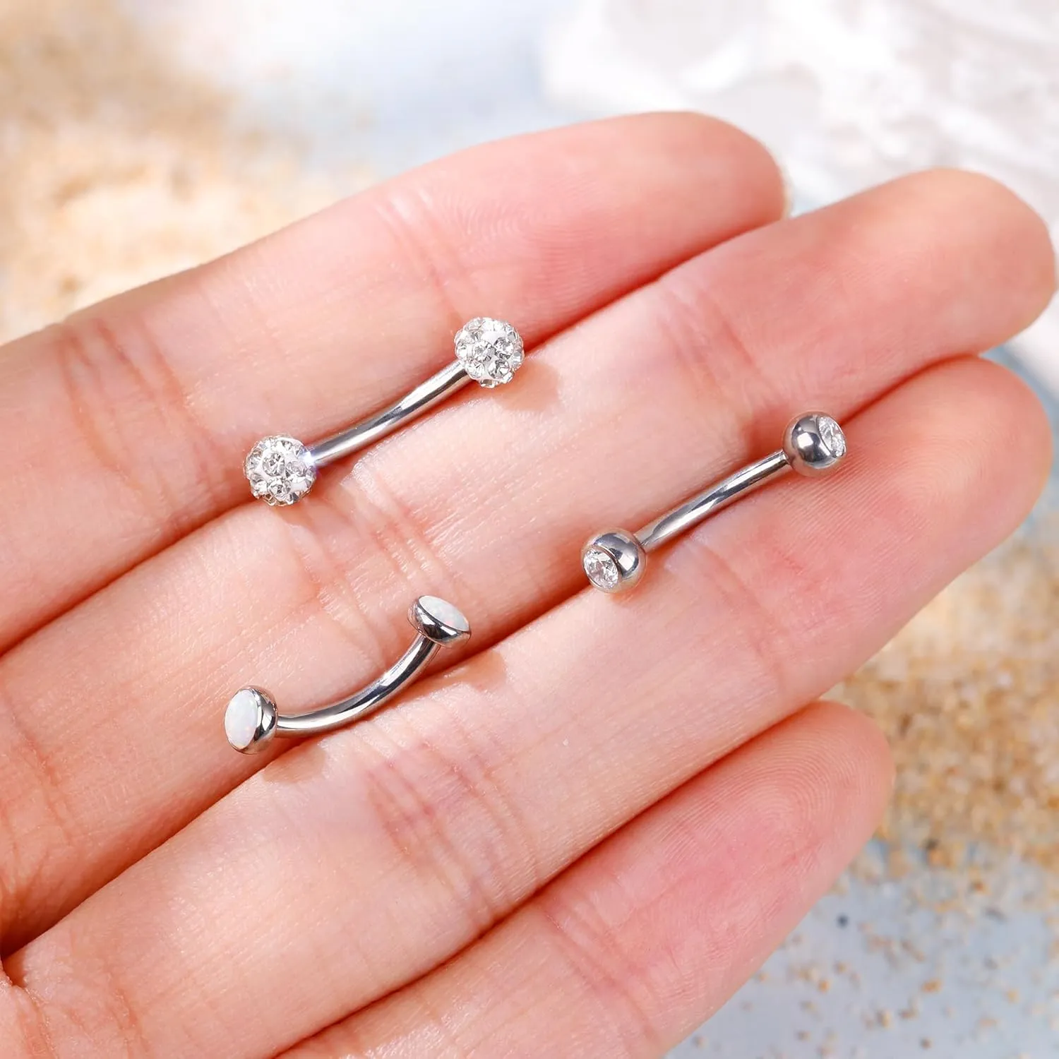3Pcs 14G G23 Titanium Belly Rings for Women Petite Hypoallergenic Belly Button Rings Tiny Cubic Zirconia Navel Rings Small Opal Belly Piercing Barbells 6/8/10/12/14/16mm