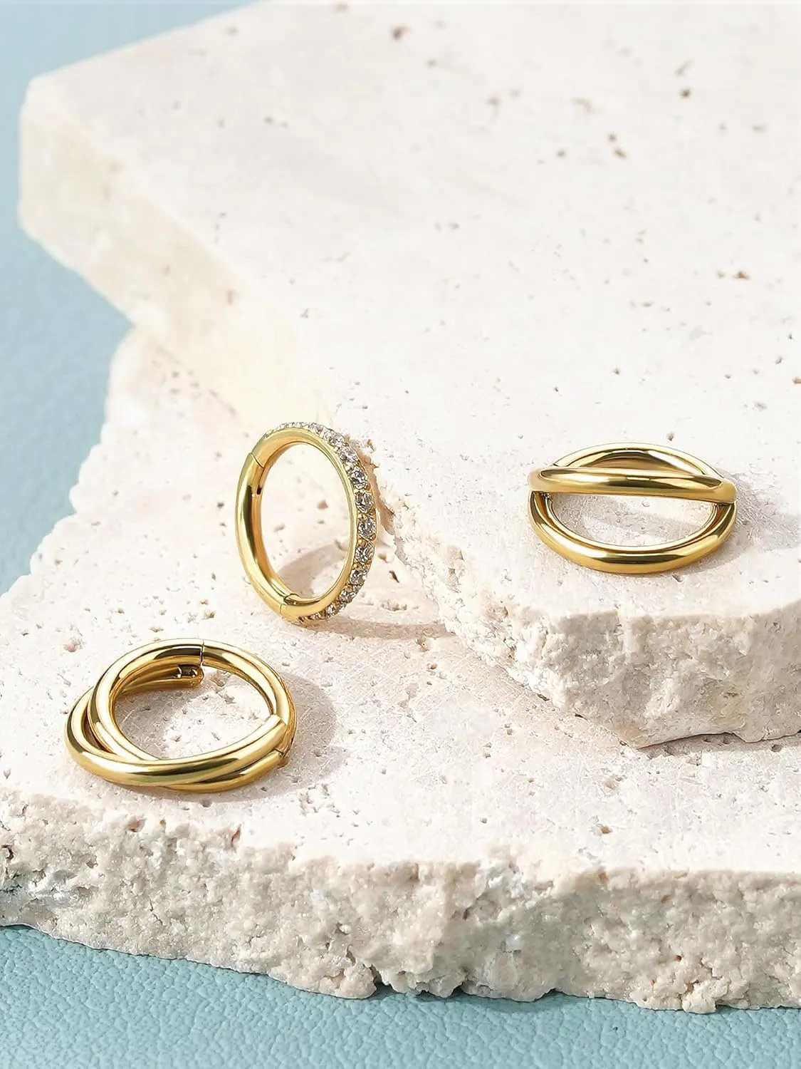 3PCS Nose Rings Hoops 316L Surgical Steel Double Hoop Nose Rings Hinged Septum Ring Cartilage Helix Rook Tragus Daith Earring Hoops 7mm 8mm 9mm