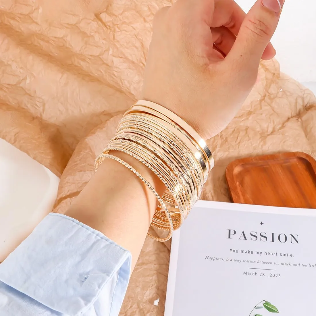 44-65pcs Golden Silver Plated Jewelry Sets Necklaces,Bracelets Bangles,Earring,Rings for Women Valentine Anniversary Birthday Friendship
