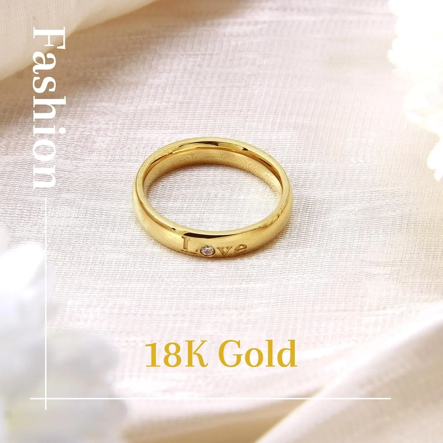 4mm love Wedding Band Ring for Men Women ,18K Gold Plated rings for women,friendship birthday gifts for women,stainless steel rings, jewelry rings,women's rings,cubic zirconia ring,Promise Ring