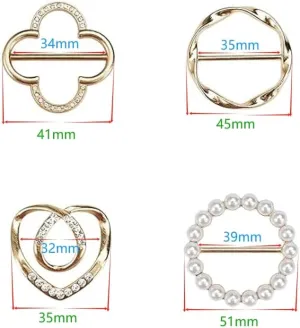 4PCS scarf ring clip for Women Pearl scarf ring clip T-shirt Tie clip Shirt tie clip Fashion metal scarf ring clip with clothing accessories Jewelry