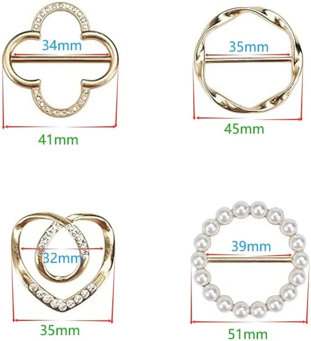 4PCS scarf ring clip for Women Pearl scarf ring clip T-shirt Tie clip Shirt tie clip Fashion metal scarf ring clip with clothing accessories Jewelry
