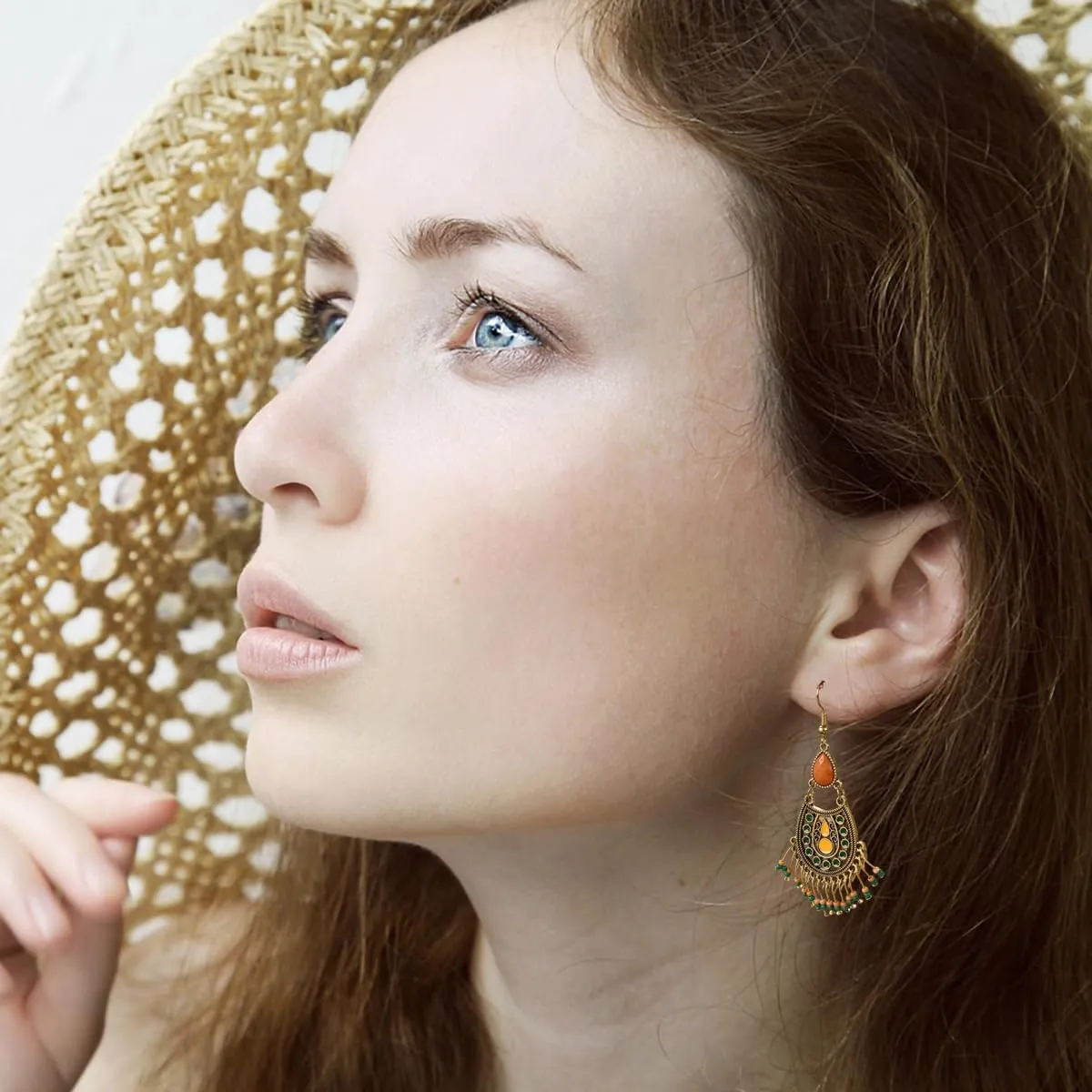 6 Pairs Boho Vintage Geometric Ethnic Style Drop Earings, Carved Pendant Earings for Women