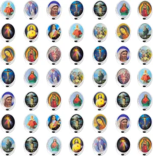 80 Mix Picture Cross Jesus Virgin Mary Catholic Enamel Our Lady Miraculous Medal Floral Rosary Centerpiece Alloy Crucifix Oval Beads 