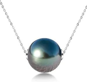 9-14MM Genuine Tahitian Black Pearl Necklace, AAA Quality Handpicked Nature Tahitian Black Pearls, 18K Solid White Gold Pendant, 40 2 3mm Adjustable 14K Gold or Sterling Silver Chain