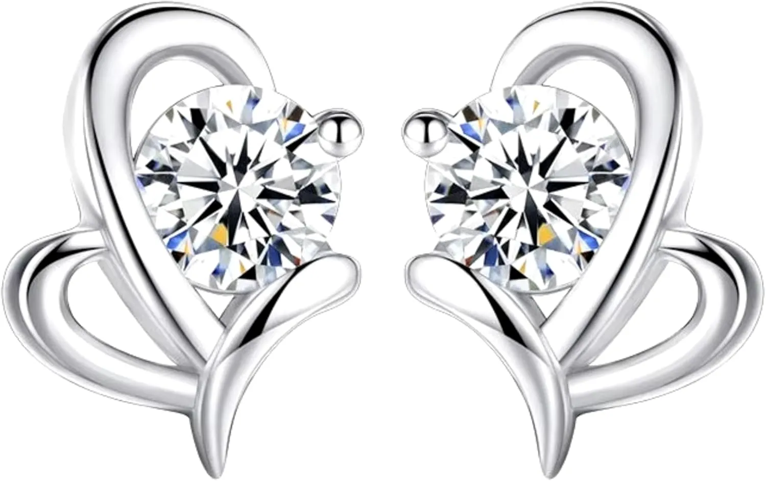 925 Sterling Silver Heart Crystal Stud Earrings for Women Sparkling Zircon Stones, Stylish and Timeless Jewelry