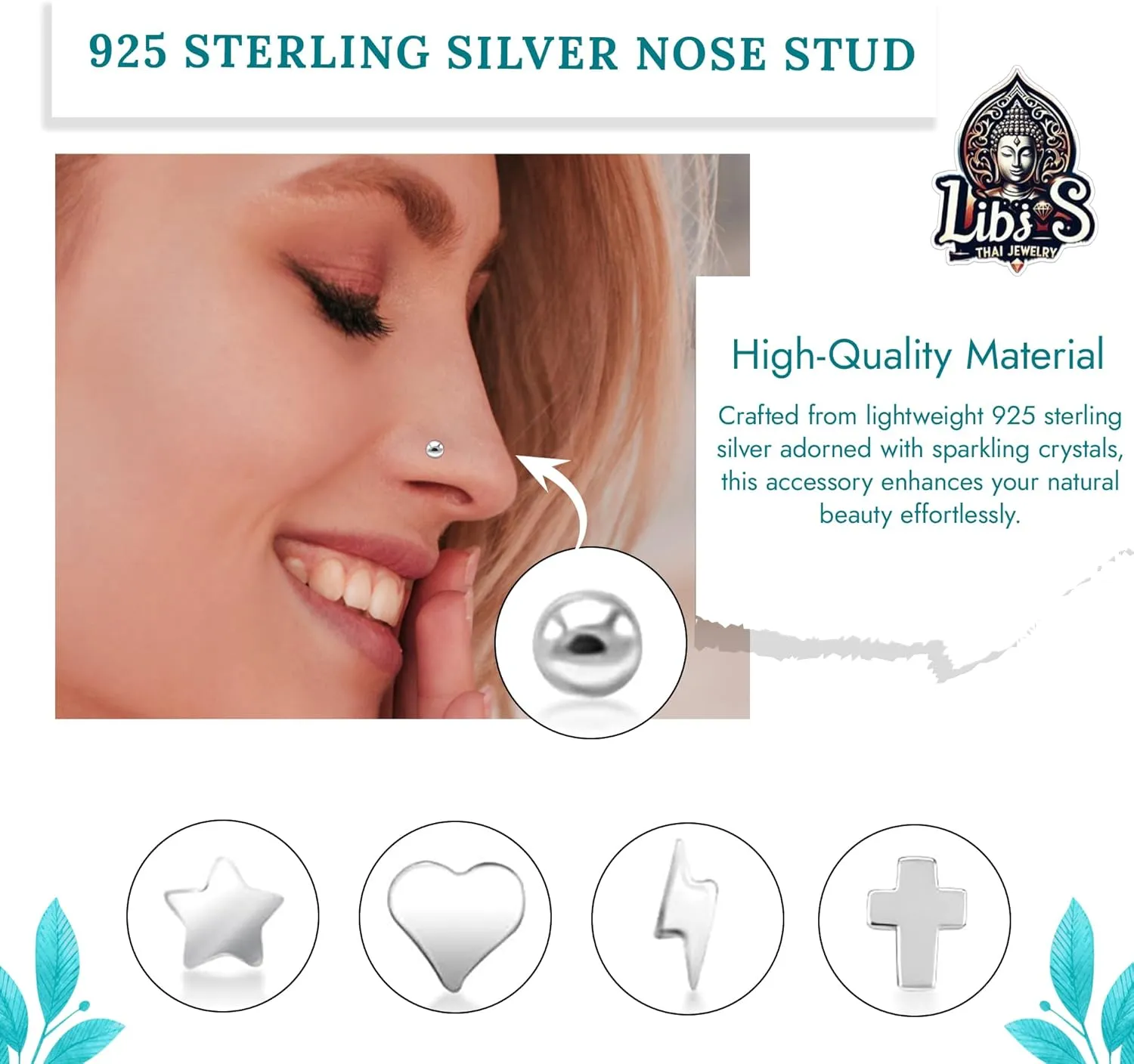 925 Sterling Silver Nose Hoops - Lightweight, Nickel & Lead-Free Piercing Rings - Stylish & Cute Jewelry for Women