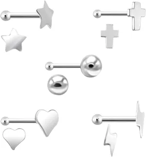 925 Sterling Silver Nose Hoops - Lightweight, Nickel & Lead-Free Piercing Rings - Stylish & Cute Jewelry for Women