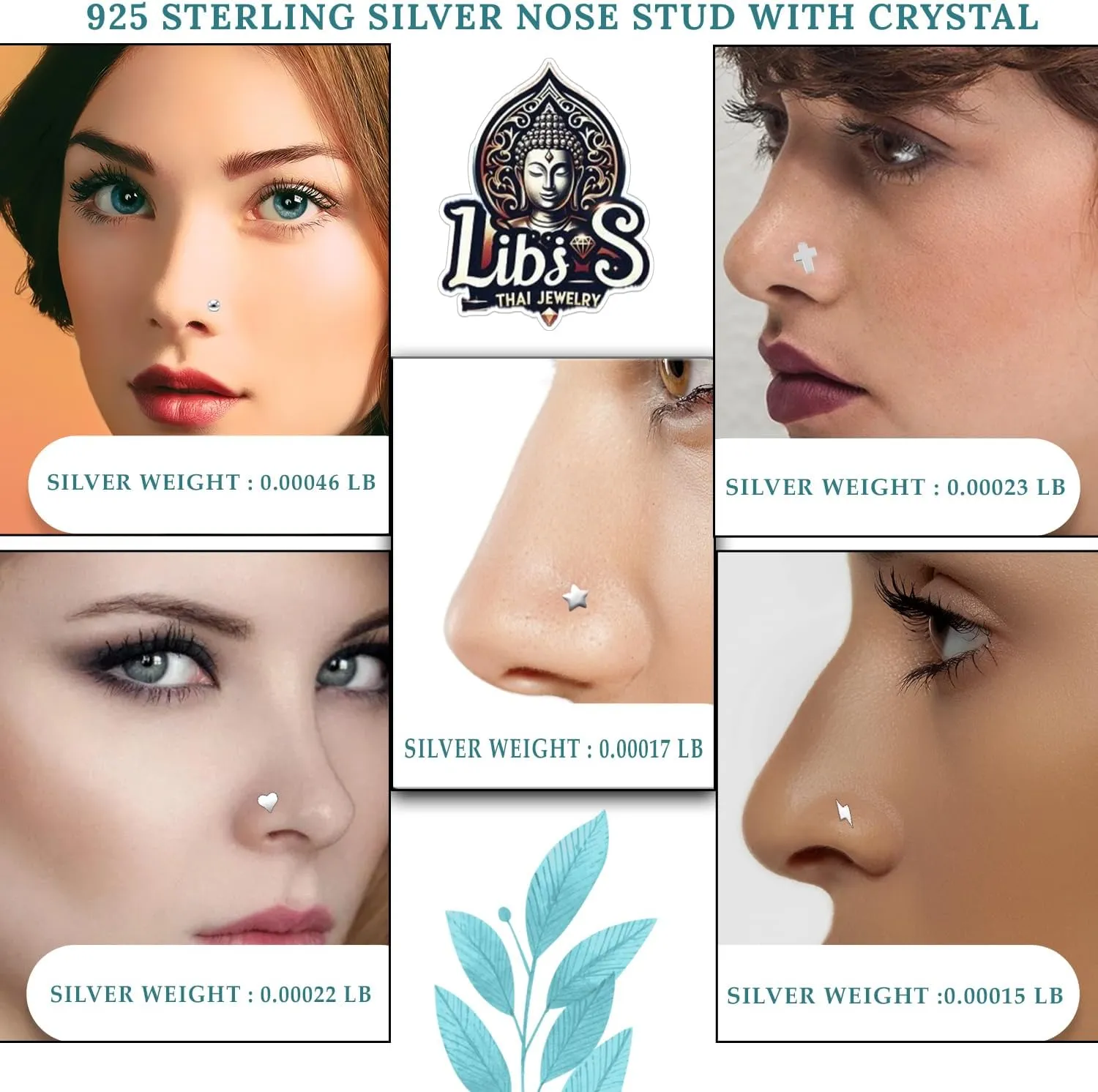 925 Sterling Silver Nose Hoops - Lightweight, Nickel & Lead-Free Piercing Rings - Stylish & Cute Jewelry for Women