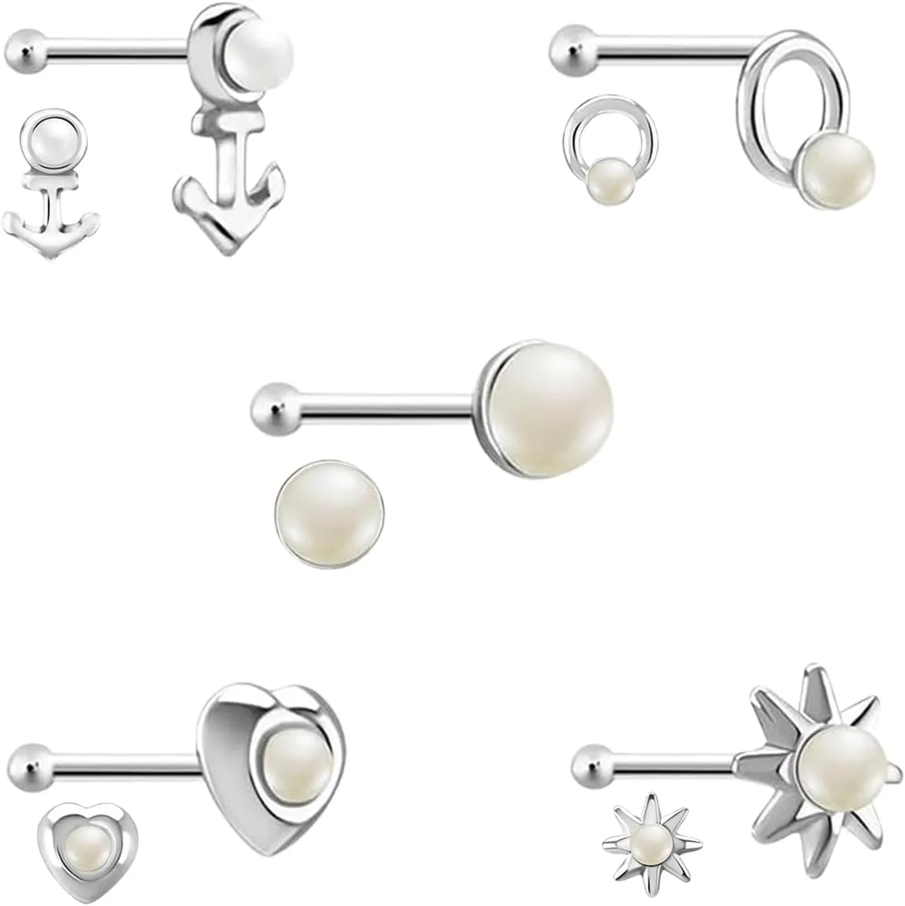 925 Sterling Silver Nose Hoops - Lightweight, Nickel & Lead-Free Piercing Rings - Stylish & Cute Jewelry for Women