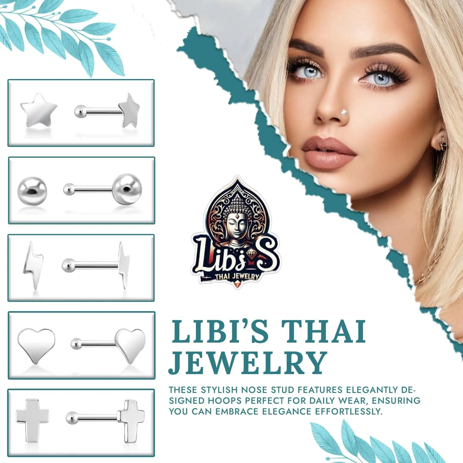 925 Sterling Silver Nose Hoops - Lightweight, Nickel & Lead-Free Piercing Rings - Stylish & Cute Jewelry for Women