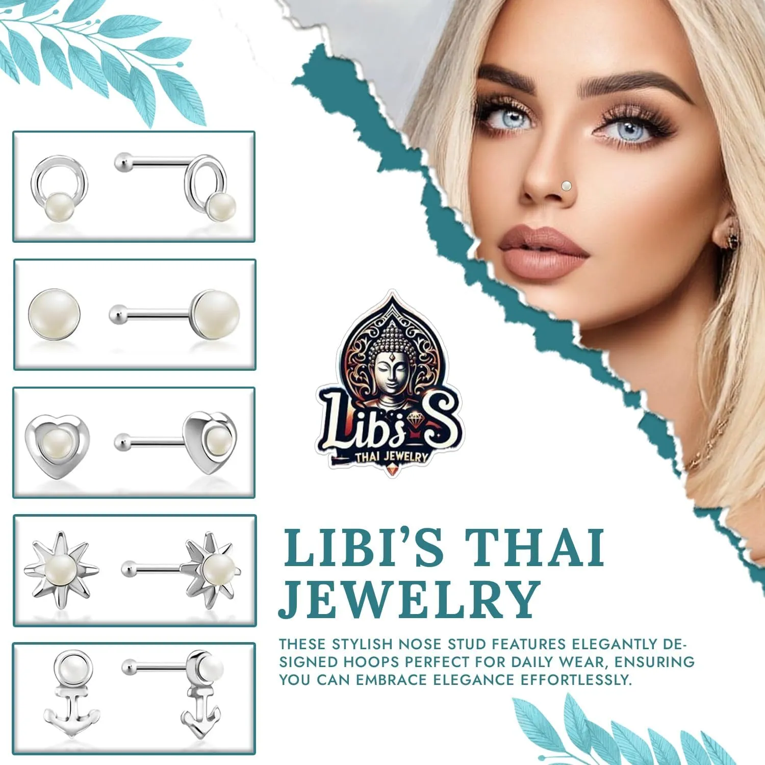 925 Sterling Silver Nose Hoops - Lightweight, Nickel & Lead-Free Piercing Rings - Stylish & Cute Jewelry for Women
