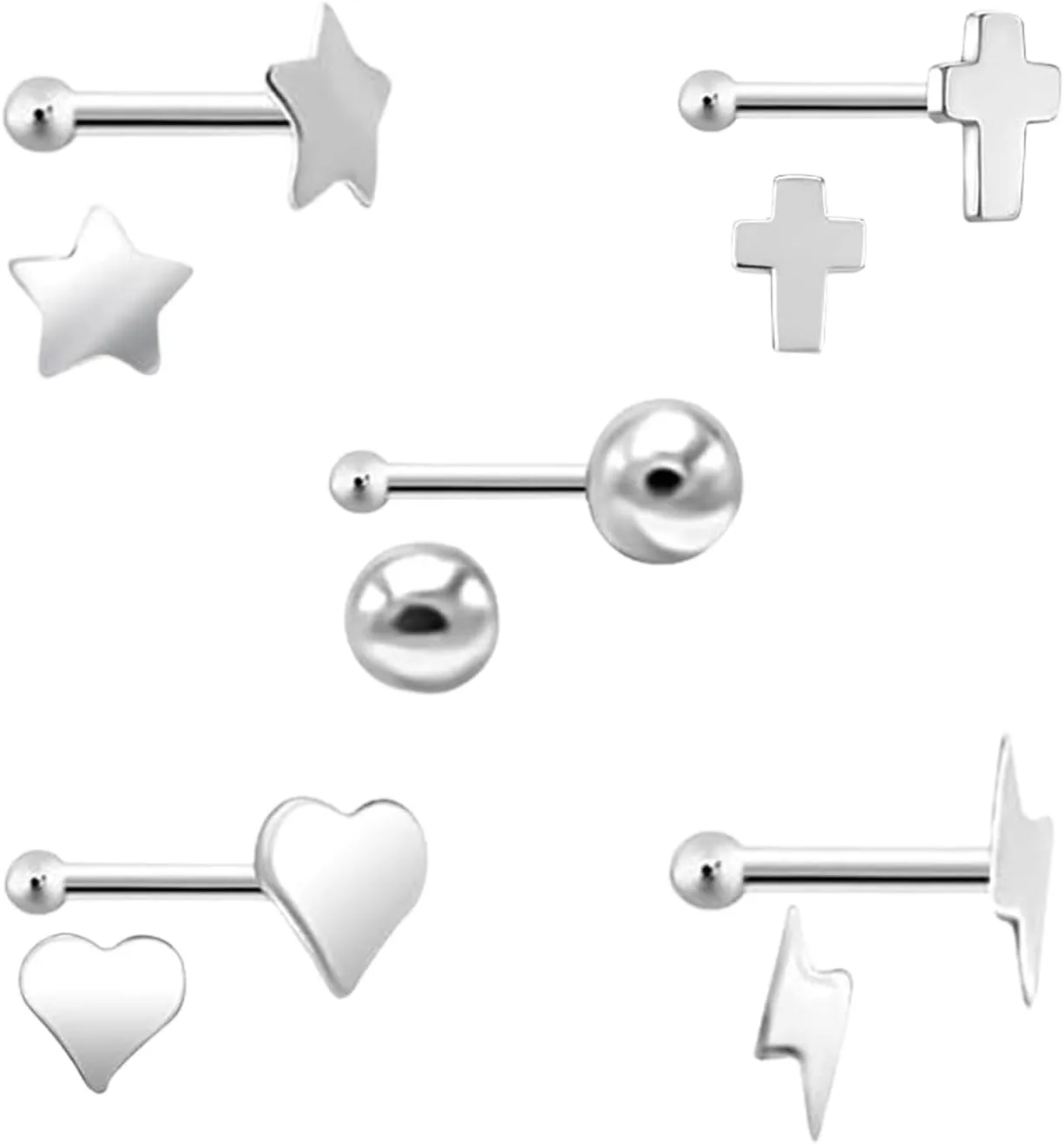 925 Sterling Silver Nose Hoops - Lightweight, Nickel & Lead-Free Piercing Rings - Stylish & Cute Jewelry for Women