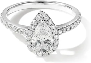 AGVANA Timeless Accord IGI Certified 1 Carat Pear-Cut Lab-Grown Diamond Engagement Ring for Women Anniversary Promise Wedding Ring in 14K Solid Gold (D-E Color, VS Clarity, 1.42 Ct. Tw)