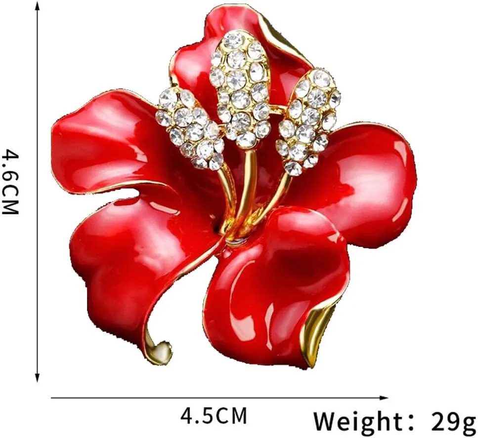 AILUOR Elegant Enamel Plum Blossom Flower Brooch Pin, Fashion Gold Plated Pearls Floral Brooch Lapel Pin for Women Bridal Wedding Corsage Jewelry Gifts