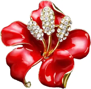 AILUOR Elegant Enamel Plum Blossom Flower Brooch Pin, Fashion Gold Plated Pearls Floral Brooch Lapel Pin for Women Bridal Wedding Corsage Jewelry Gifts