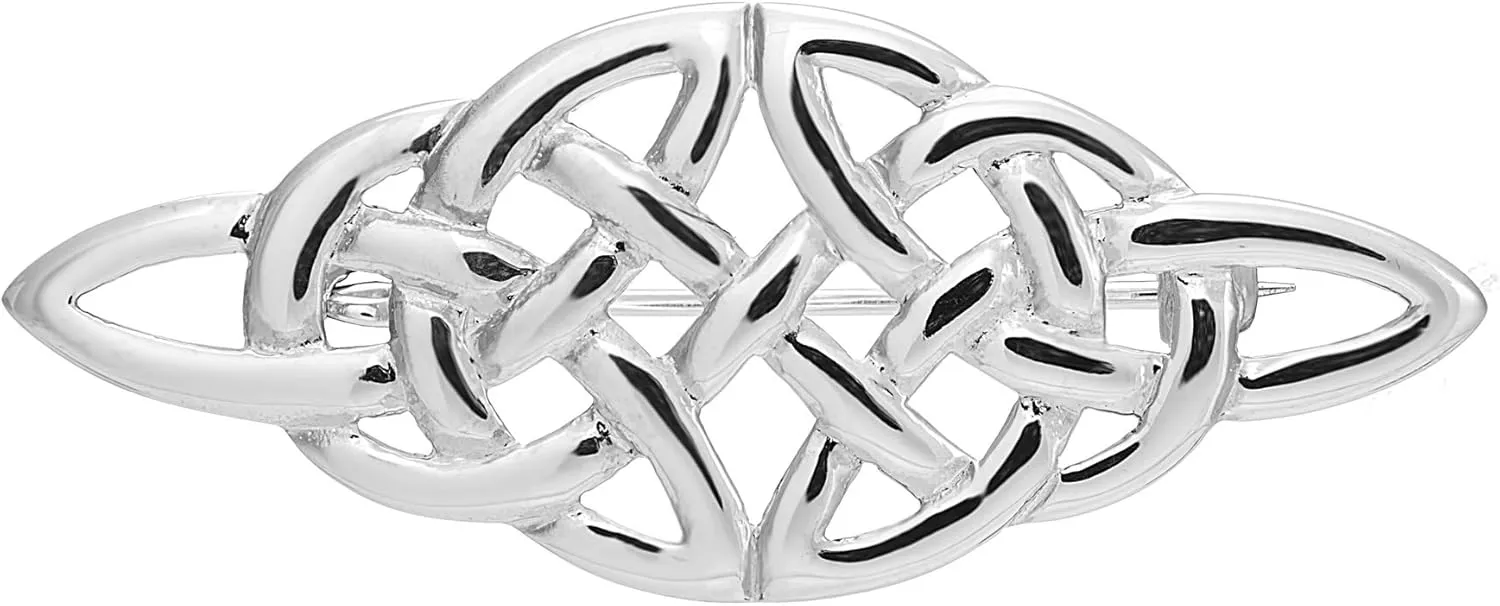 Alexander Castle 925 Sterling Silver Brooch for Women Celtic Brooch Pin with Jewelry Gift Box - 48mm x 18mm