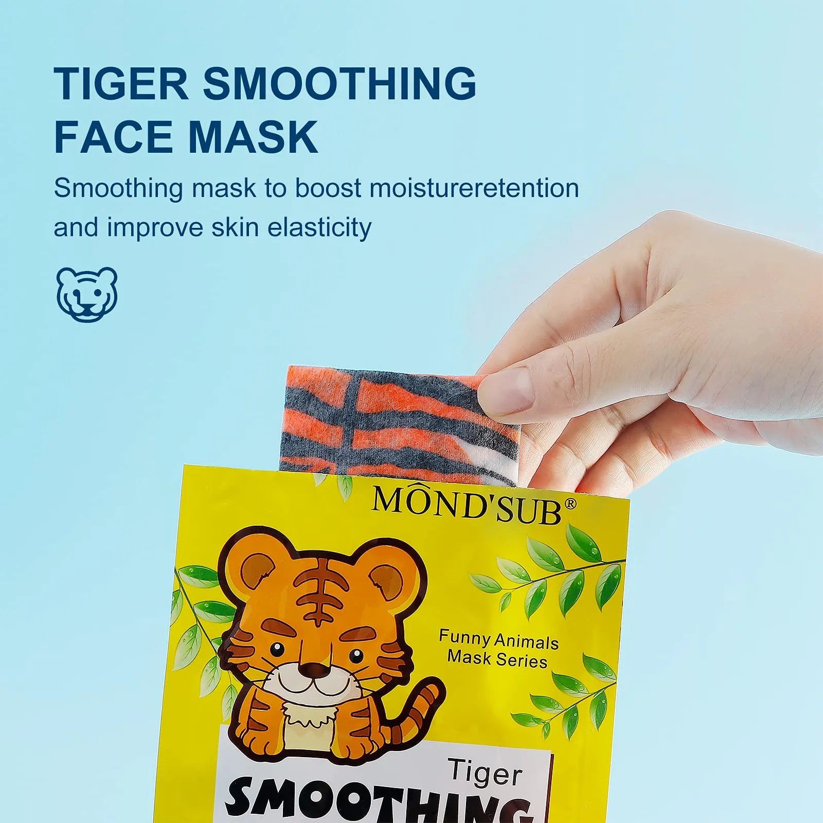 Animal Spa Beauty Mask, Character Masks Sheet-(Pack of 5) Tiger Smoothing Firming Nourishing Moisturizing Effects For All Skin Types- Birthday Party Gift for her, Girls Night, Spa Night, Beauty Gift