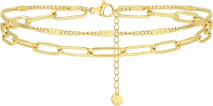 Ankle Bracelets for Women, 18K Gold Plated Dainty Layered Anklet Bracelets Boho Summer Beach Foot Chain Jewelry Gifts