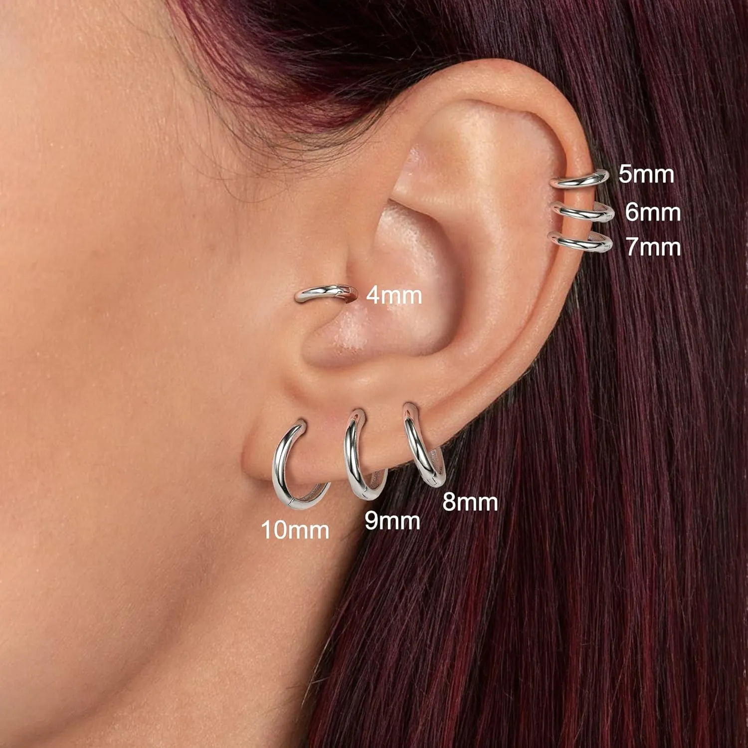AoedeJ 925 Sterling Silver Hoop Earrings for Women Small Hoopsfor Second Hole Hoops Sterling Silver Huggie Earrings for Girls