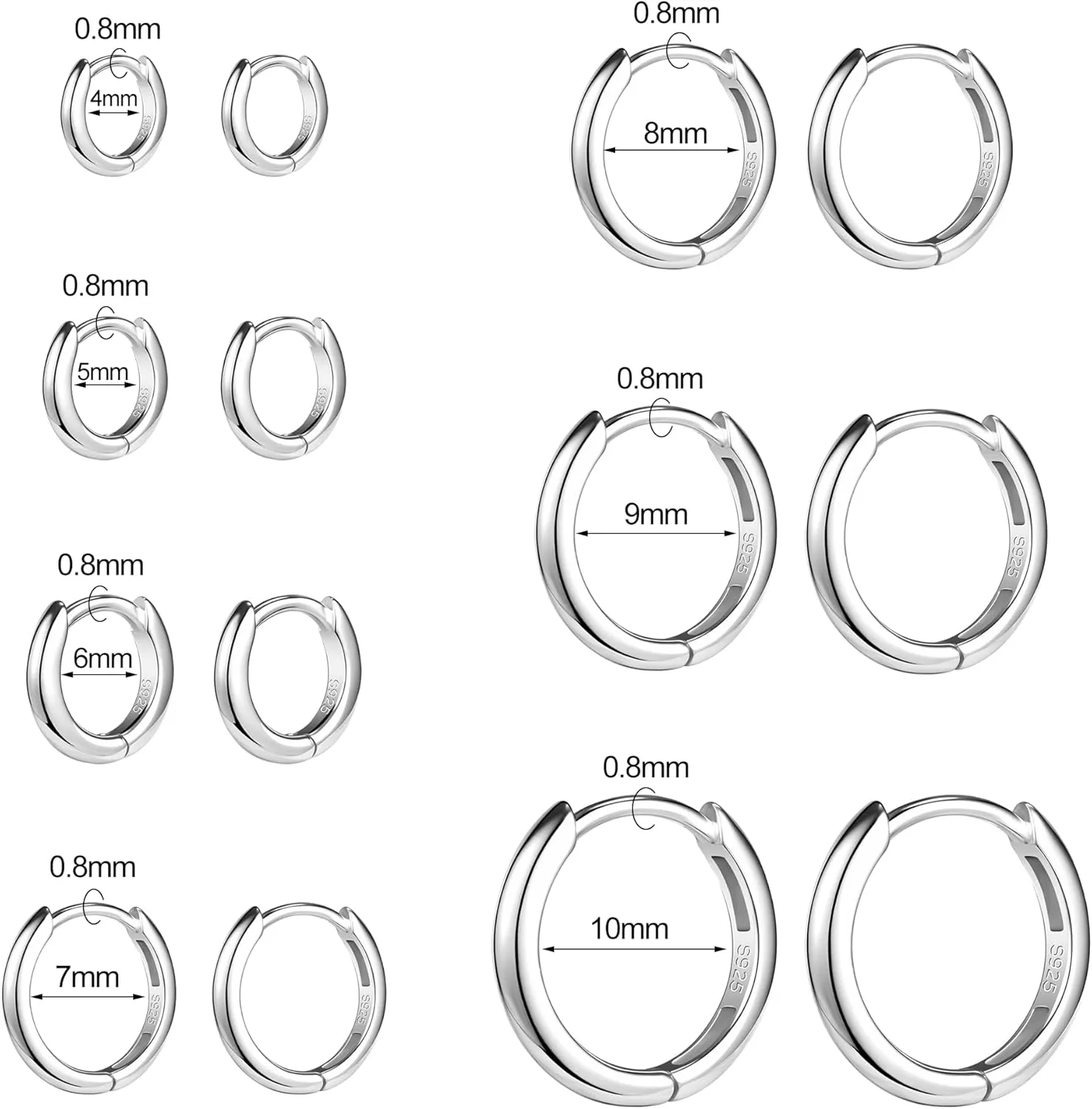 AoedeJ 925 Sterling Silver Hoop Earrings for Women Small Hoopsfor Second Hole Hoops Sterling Silver Huggie Earrings for Girls