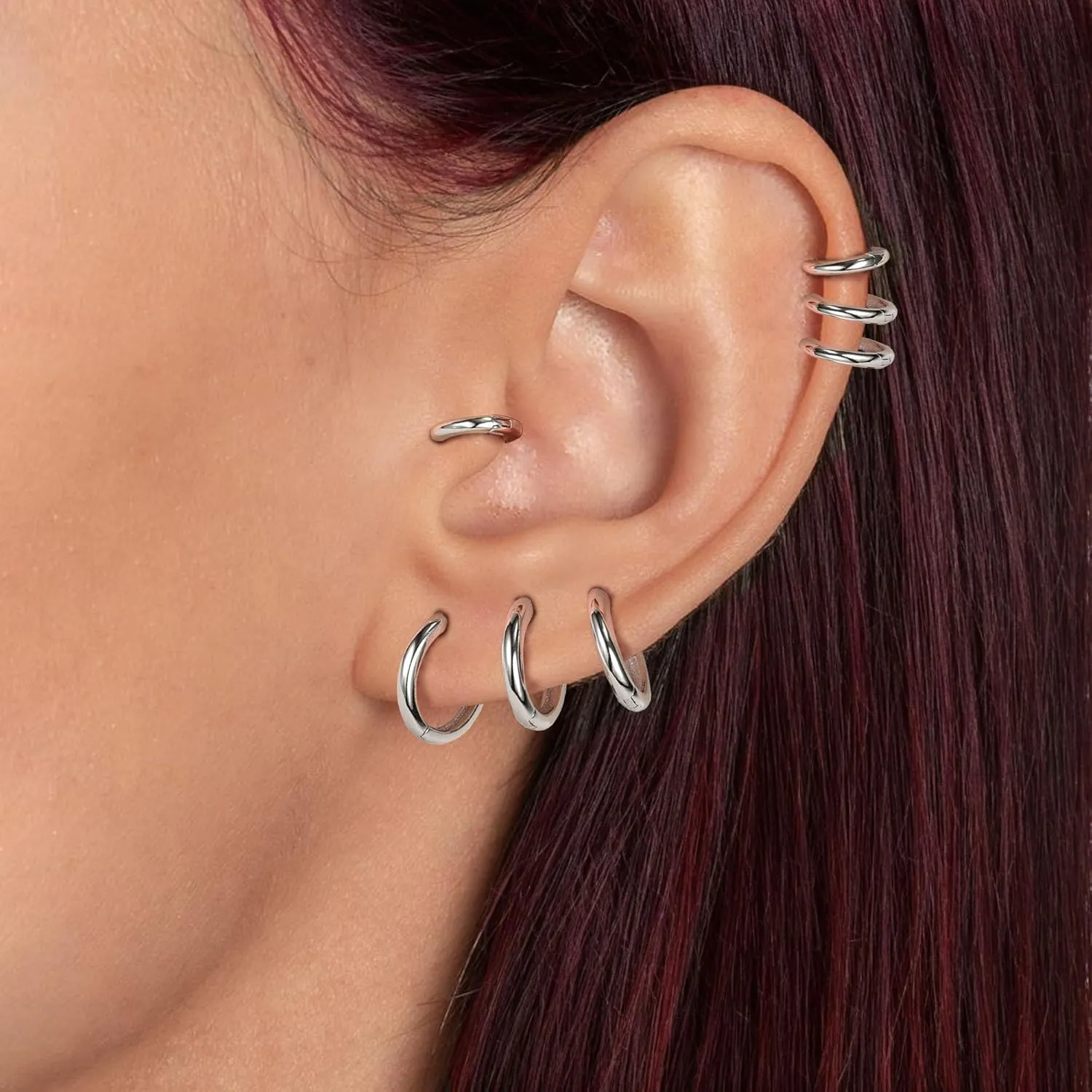 AoedeJ 925 Sterling Silver Hoop Earrings for Women Small Hoopsfor Second Hole Hoops Sterling Silver Huggie Earrings for Girls