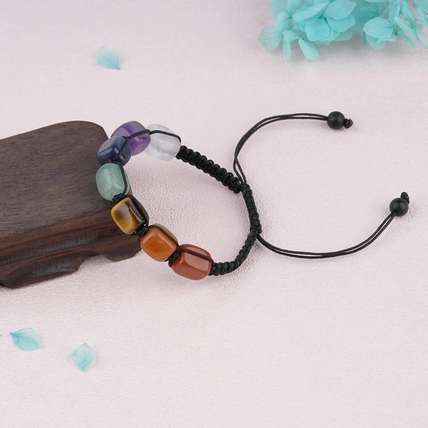 ASGIFT 7 Chakra Bracelet for Women Girls Healing Crystal Stone Bead Adjustable Yoga Meditation 14K Gold Crystal Beaded Bracelet Jewelry