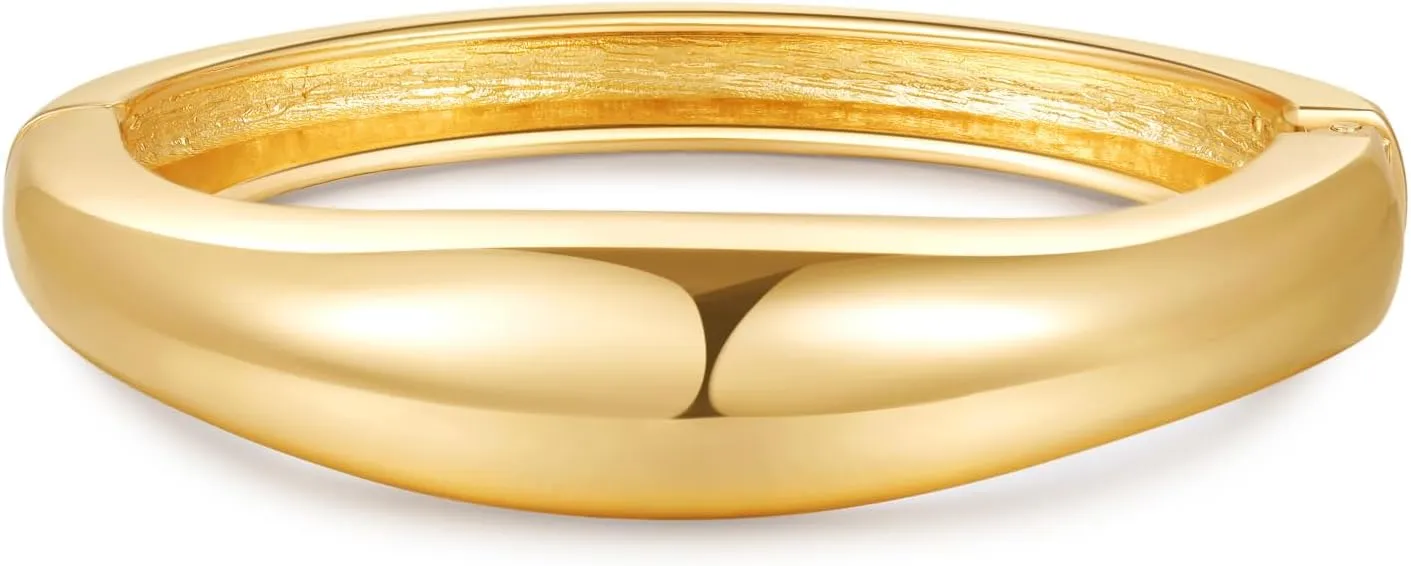 Bangle Bracelets for Women | 14K Gold Plated Trendy Wide Bracelets | Hinged Arm Cuff Bangles Chunky Bracelet for Women