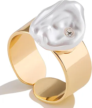 Baroque Pearls Open Ring Christmas Jewelry Gifts for Women, Gold