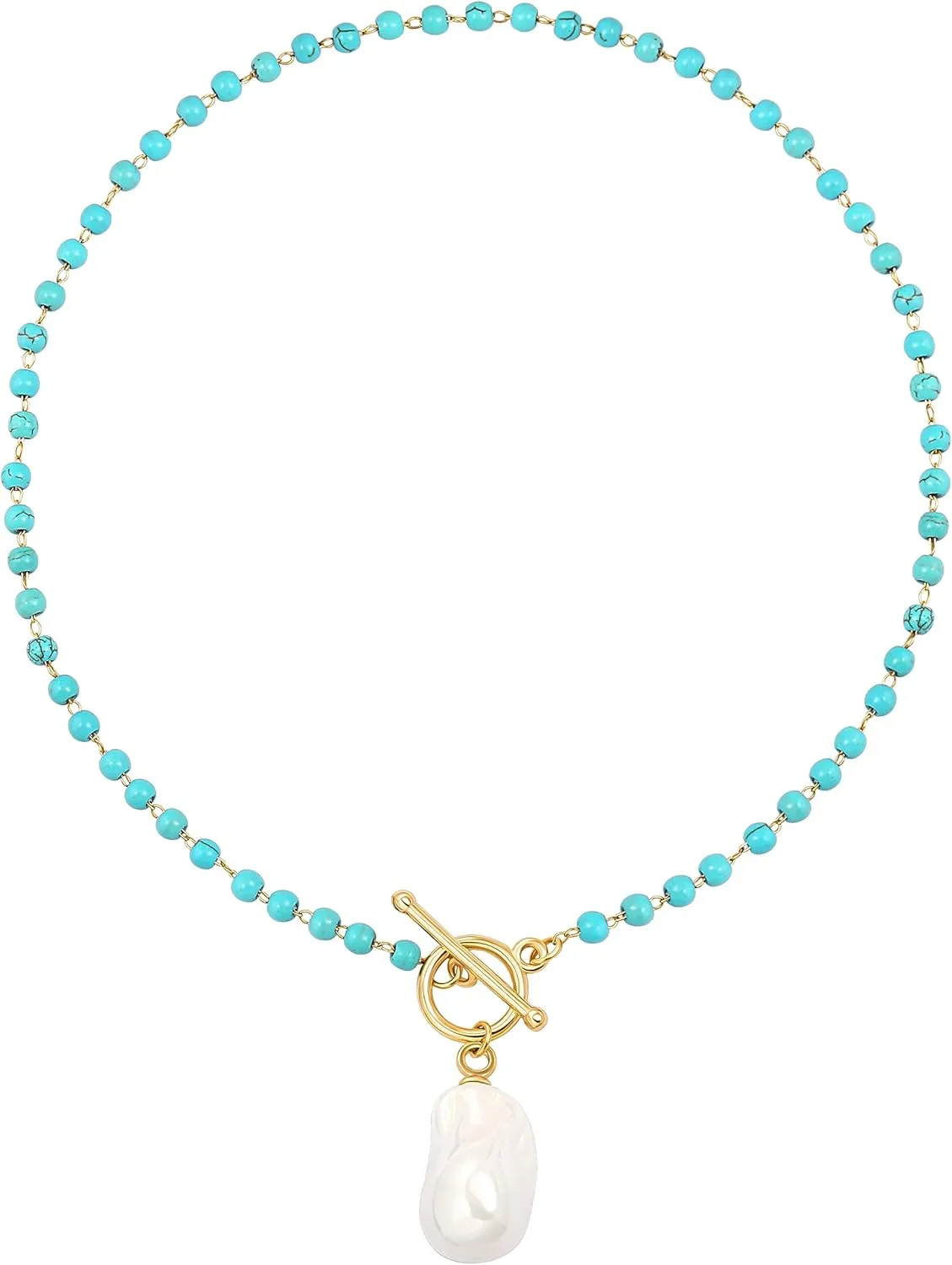 Beaded Choker Necklaces for Women Girls Natural Turquoise Fluorite Malachite Stone Bohemian Beaded Choker Jewelry