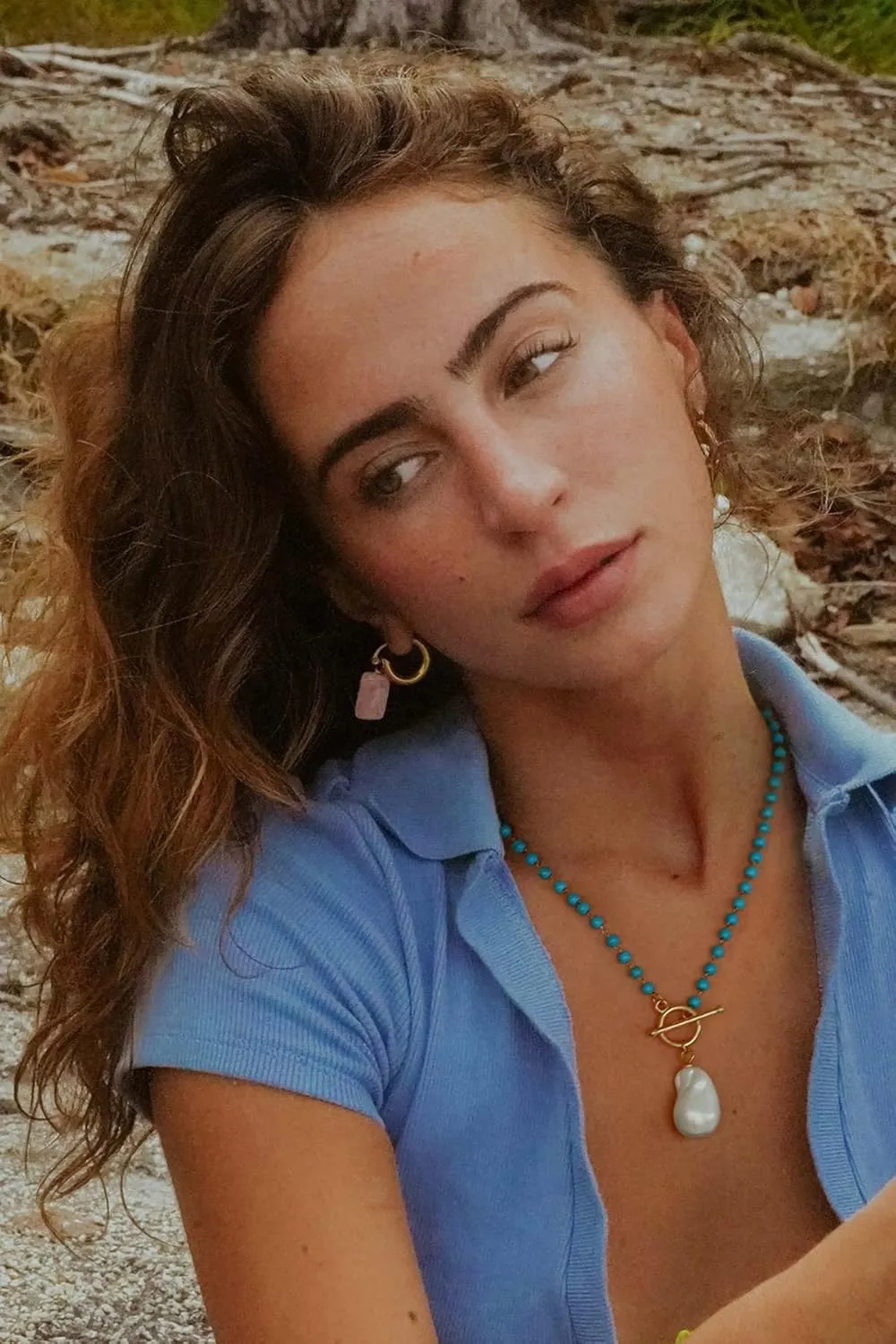 Beaded Choker Necklaces for Women Girls Natural Turquoise Fluorite Malachite Stone Bohemian Beaded Choker Jewelry