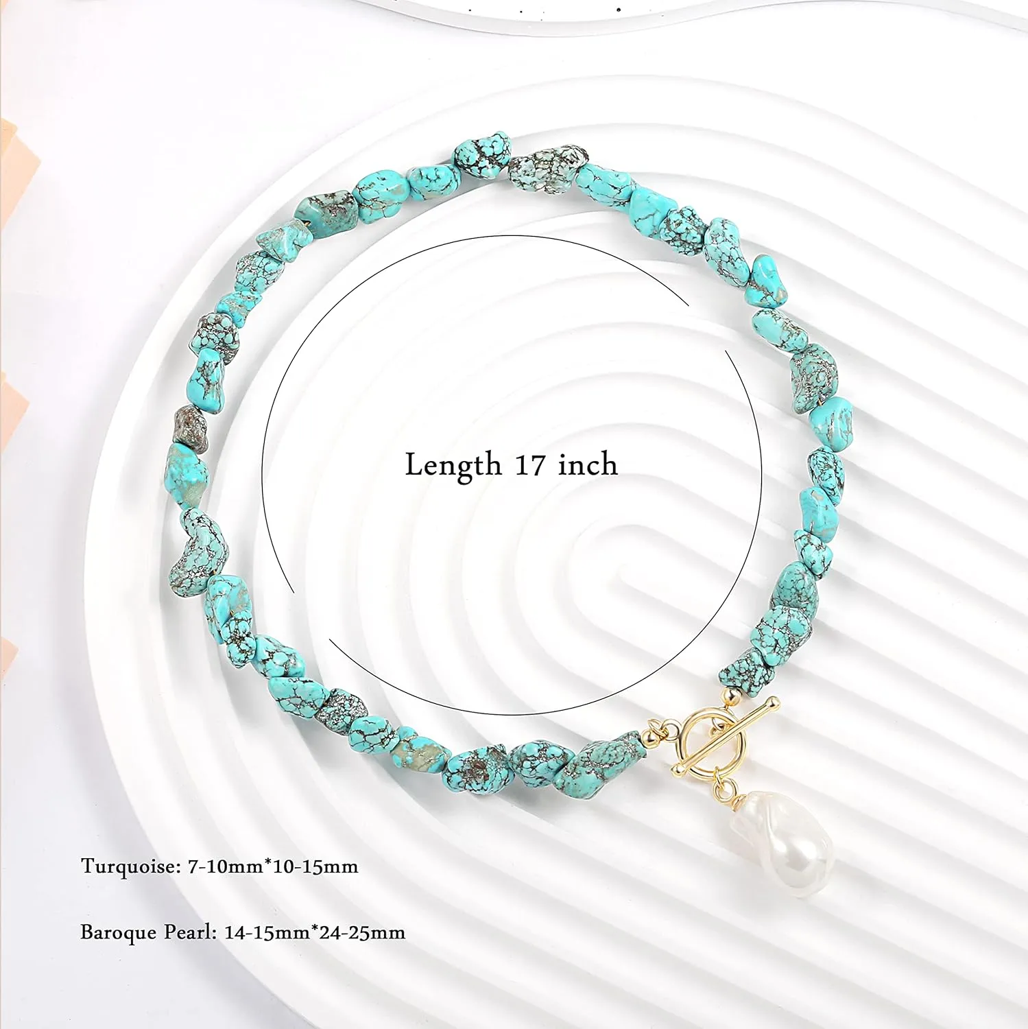 Beaded Choker Necklaces for Women Girls Natural Turquoise Fluorite Malachite Stone Bohemian Beaded Choker Jewelry