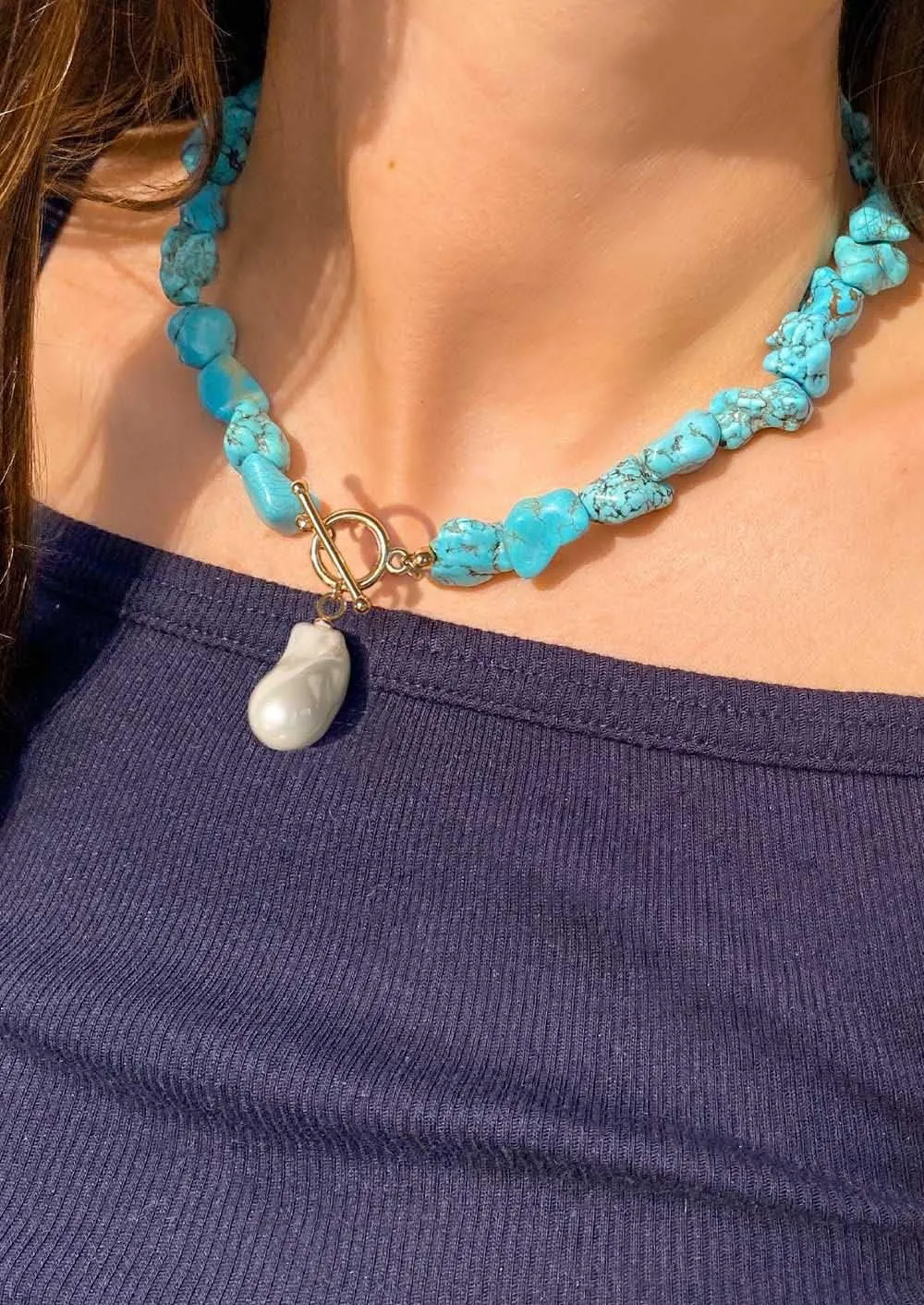 Beaded Choker Necklaces for Women Girls Natural Turquoise Fluorite Malachite Stone Bohemian Beaded Choker Jewelry