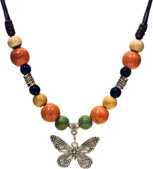 Beaded Necklaces for Women Dressy Summer Beach Statement Long Boho Ceramic Native American Jewelry Vintage Metal Flower Fashion Colorful Hippie Accessories Stylish Y Necklace With Pendant