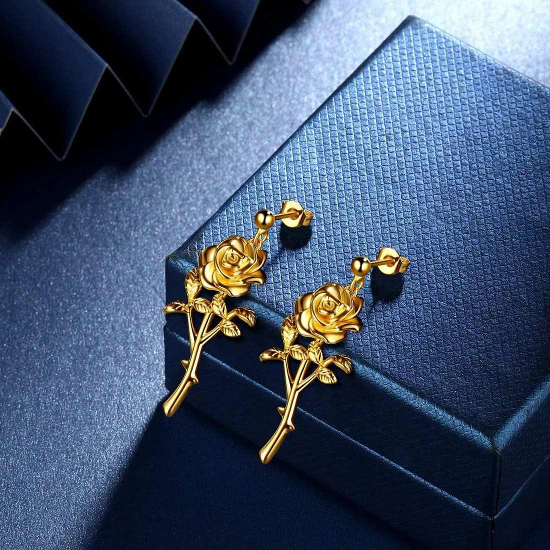 beautlace Rose Necklaces/Adjustable Rings Silver/18K Gold/Black Gun Plated Flower Pendant/Open Ring Elegant Jewelry Gifts for Women